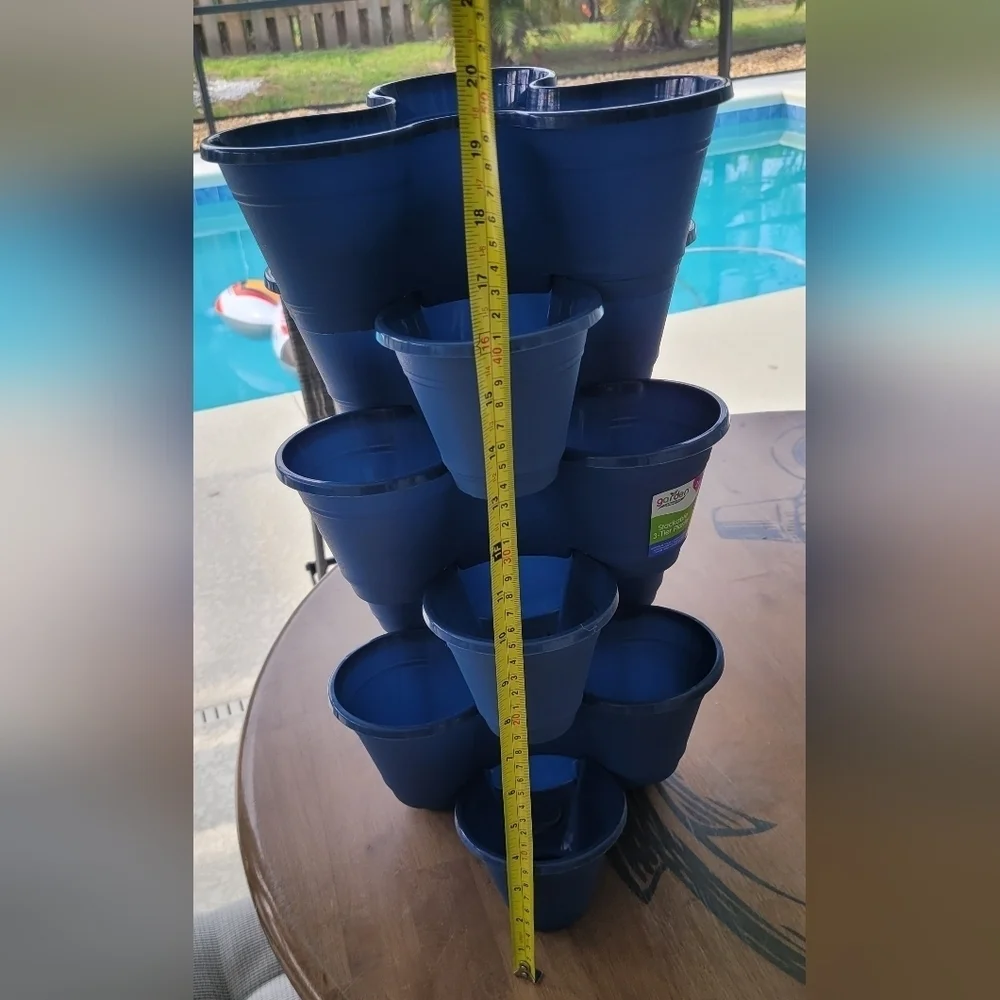 6 Tier Mini Vertical Indoor Outdoor Plastic Herb Garden Stackable Planters - Picture 4 of 5